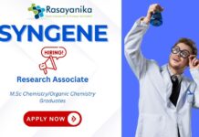 Research Associate – Organic Synthesis at Syngene, Bangalore ,Chemistry Jobs