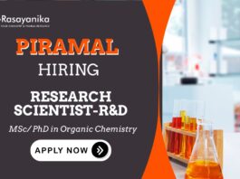 Research Scientist Position | Organic Chemistry Jobs-Piramal Careers