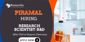 Research Scientist Position | Organic Chemistry Jobs-Piramal Careers