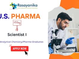 Scientist I Job role at U.S Pharma Hyderabad -Chemist Jobs India Apply now