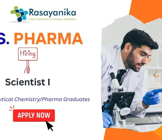 Scientist I Job role at U.S Pharma Hyderabad -Chemist Jobs India Apply now