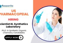 Scientist Position at U.S. Pharmacopeial MSc Chemistry Job in Hyderabad