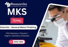 Scientist – General Metal Finishing Jobs at MKS | PhD chemistry Recruitment | Apply now Scientist – General Metal Finishing Job at MKS India, phd chemistry vacancies,phd chemistry recruitment