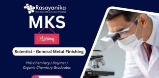 Scientist – General Metal Finishing Job at MKS India, phd chemistry vacancies,phd chemistry recruitment