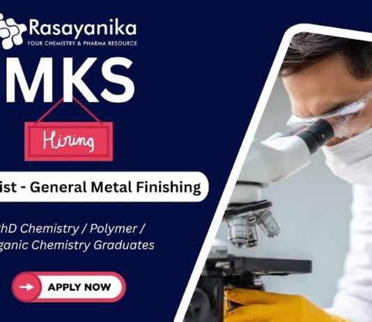 Scientist – General Metal Finishing Job at MKS India, phd chemistry vacancies,phd chemistry recruitment