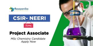 Research Associate Position at CSIR-NEERI | MSc Chemistry Jobs  