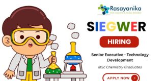 Senior Executive Technology Development Job at Siegwerk India, chemistry fresher jobs,msc chemistry freshers job