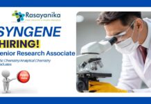 Senior Research Associate Opportunity at Syngene, Bangalore ,Msc chemistry jobs