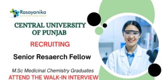 Senior Research Fellow Position at Central University of Punjab Apply for Chemistry Job