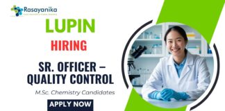 Sr. Officer – Quality Control MSc Chemistry Job at Lupin Tarapur