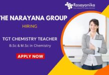 TGT Chemistry Vacancy at The Narayana Group- Apply now