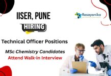 Technical Officer Job Walk-in Interview at IISER Pune Chemistry Career