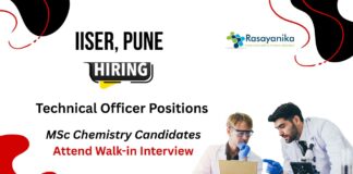 Technical Officer Job Walk-in Interview at IISER Pune Chemistry Career