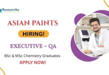 BSc Chemistry Jobs at Asian Paints | Apply Now for the Executive Position 