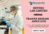 Trainee Research Associate Hetero Careers- Research Associate Jobs Fresher Jobs