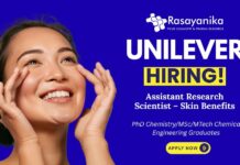 Unilever Assistant Research Scientist – Skin Benefits , Unilever careers, Chemical engineering Jobs.