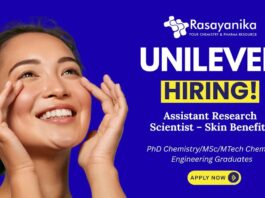 Unilever Assistant Research Scientist – Skin Benefits , Unilever careers, Chemical engineering Jobs.