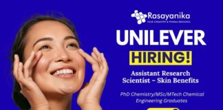 Unilever Assistant Research Scientist – Skin Benefits , Unilever careers, Chemical engineering Jobs.