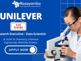 Unilever Hiring Research Executive Data Scientist - Chemistry Jobs Bangalore Apply  now