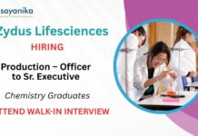 Zydus Walk-In Interview, Ambernath – Chemistry Career & Executive Role 