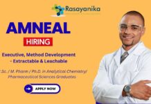 Executive, Method Development – Extractable & Leachable (E&L)|OSD – Amneal Pharmaceuticals, Ahmedabad | M.Sc Chemistry Jobs