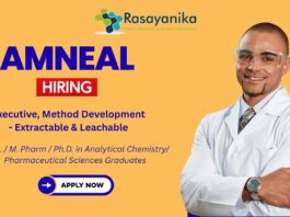 Executive, Method Development – Extractable & Leachable (E&L)|OSD – Amneal Pharmaceuticals, Ahmedabad | M.Sc Chemistry Jobs