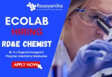 RD&E Chemist Job Opportunity Explore more at Ecolab Pune careers
