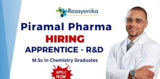 Master Chemistry Apprentice at Piramal Pharma Solutions