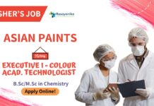 Chemistry Jobs at Asian Paints | Apply for the Executive Role