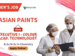 Chemistry Jobs at Asian Paints | Apply for the Executive Role