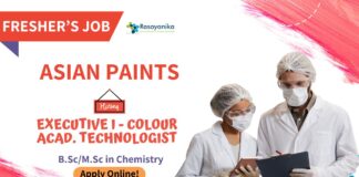 Chemistry Jobs at Asian Paints | Apply for the Executive Role