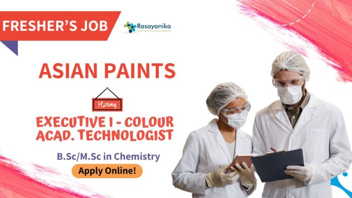 Chemistry Jobs at Asian Paints | Apply for the Executive Role