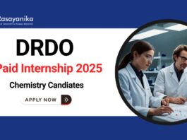 DRDO Recruitment 2025 | Paid Internships for Chemistry Graduates 