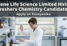 Freshers Chemistry Jobs at Arene Life Science Limited, Apply on Rasayanika