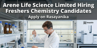 Freshers Chemistry Jobs at Arene Life Science Limited, Apply on Rasayanika