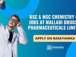 Chemistry QA Jobs at Malladi Drugs & Pharmaceuticals Limited, Apply on Rasayanika