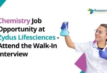 Chemistry Jobs at Zydus LifeSciences | Attend the Walk-In-Interview. BSc/ MSc Chemistry, & BE Chemical Professionals Apply. Executive Job Role