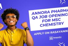 MSc Chemistry QA Jobs at Annora Pharma