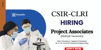 Project Associate Jobs at CSIR - CLRI | Chemistry Candidates Apply Now
