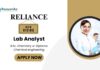 Lab Analyst Jobs at Reliance Industries Limited | BSc Chemistry Jobs in Vadodara