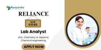 Lab Analyst Jobs at Reliance Industries Limited | BSc Chemistry Jobs in Vadodara