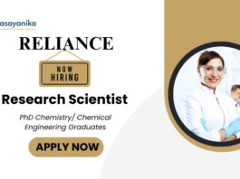Research Scientist Jobs at Reliance Industries Limited | Chemistry Candidates Apply