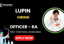 Chemistry Job at Lupin Officer - RA (API) Position in Santacruz