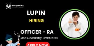 Chemistry Job at Lupin Officer - RA (API) Position in Santacruz