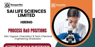 Chemistry Job at Sai Life Sciences Attend the Walk-In Interview 