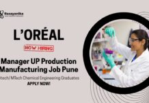 L’Oréal Jobs as Manager UP Production Manufacturing | Chemical Engineering Jobs