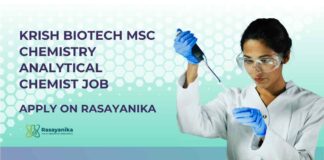 Analytical Chemist Jobs | Krish Biotech MSc Chemistry Analytical Chemist Job - Apply On Rasayanika