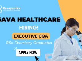 QA Job at SAVA Healthcare |  Apply now for the Chemistry Job