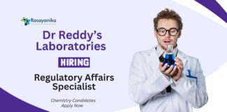 Regulatory Affairs Specialist Jobs at Dr. Reddy's Laboratories | Chemistry Candidates Apply