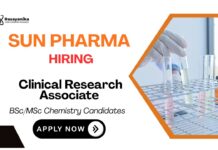 Clinical Research Associate Jobs at Sun Pharma | Chemistry Candidates Apply Now